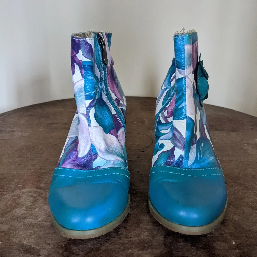 L'Artiste floral ankle boot handmade 37 (6.5) - Picture 5 of 10